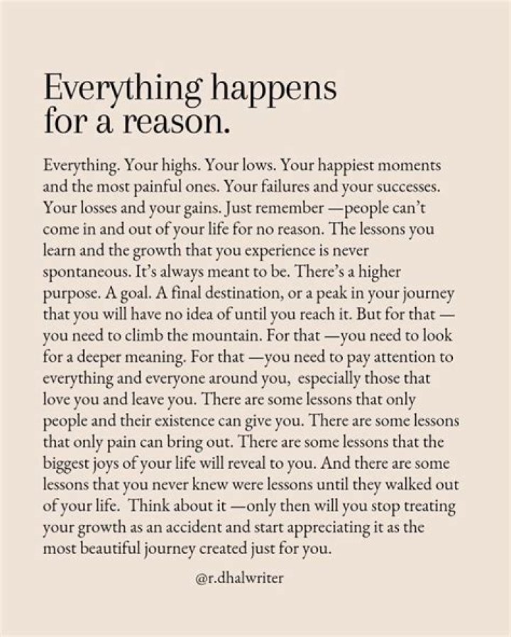 Does everything happen for a reason in life?